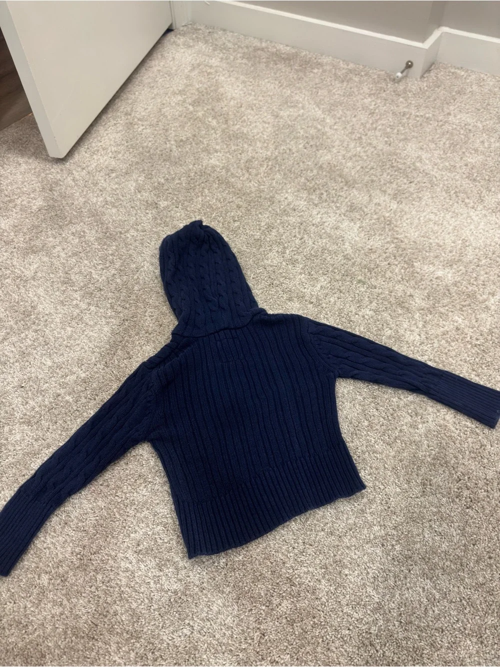 Mid 2000s Girls' Toddler Prep Levi's Navy Hooded Cable Knit Cardigan Sweater
